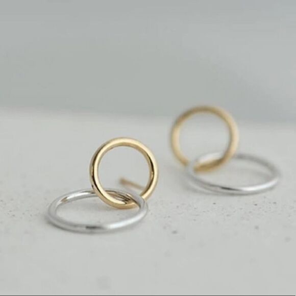 New 925 Double Circle Earrings - Picture 9 of 9